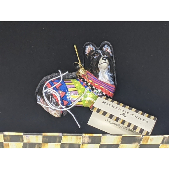 MacKenzie-Childs Glass Corgi Christmas Ornament in Box 53910-17 Poland NEW RARE - Picture 3 of 5